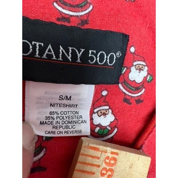 "Botany 500" Red Flannel Christmas Night Shirt VTG SZ S/M  Santa & Wreaths Mom - Picture 8 of 12